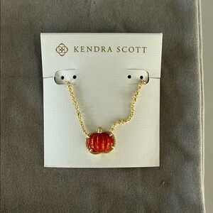 Kendra Scott Gold Chain Necklace with Orange Pumpkin Charm
